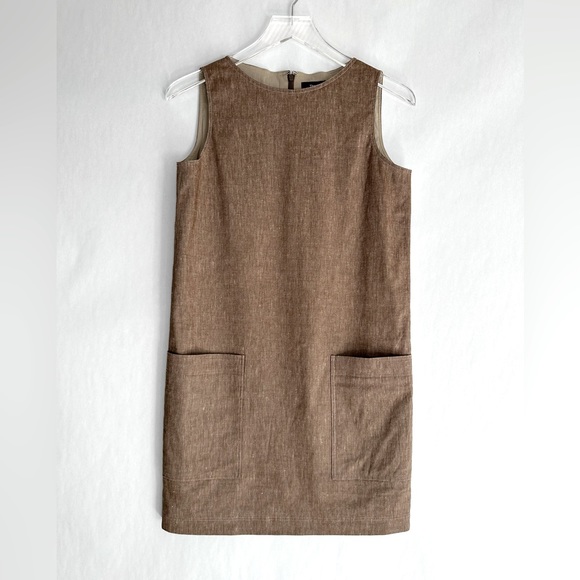 Theory Mod Sleeveless Bronze Linen Blend Shift Dress Size 2 NWT - Picture 4 of 15